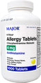 Major Allergy Tablets, Chlorpheniramine Maleate 4 mg, Antihistamine, 1000 Tablets
