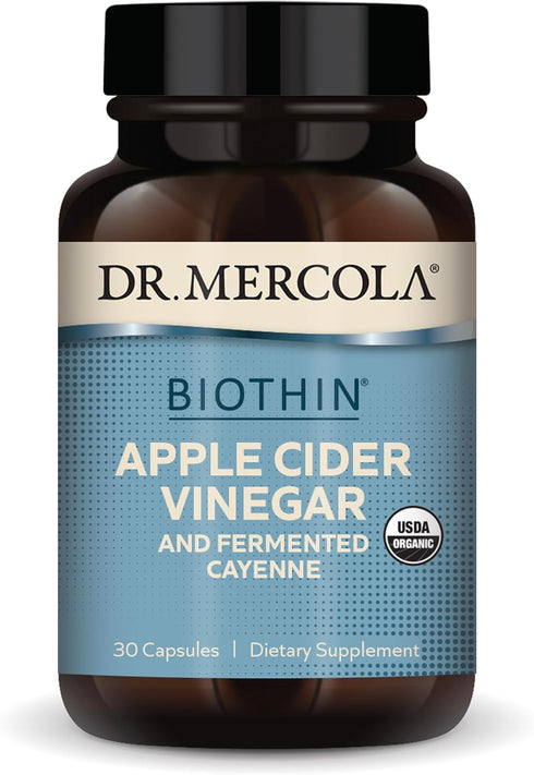 Dr. Mercola Biothin Organic Apple Cider Vinegar, Fermented Cayenne, 30 Servings Dietary Supplement, Non-GMO