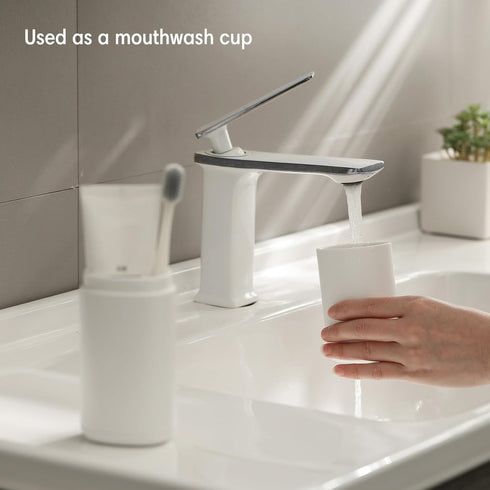 Travel Toothbrush Case, Portable Tooth Brush Holder with Mouthwash Cup, Compact Organizer for Traveling/Camping/School