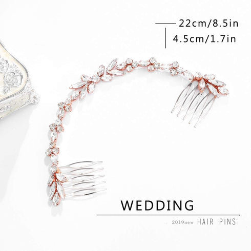 Unicra Wedding Crystal Hair Comb, Bridal Headpiece Accessories for Brides (Rose Gold)