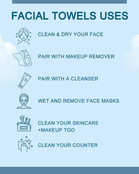 LUXU Disposable Face Towels (25 Ct, 2 Pack) - Clean Facial Washcloths for Sensitive Skin, Soft and Thick