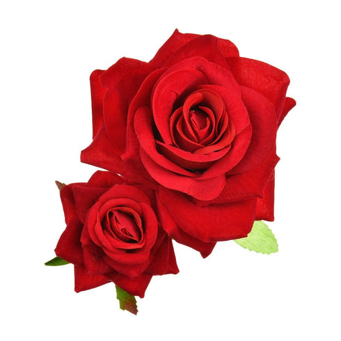 Rose Flower Hair Clip, 3D Red Roses Hair Accessories for Girls Women, Wedding Hair Clip