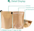 50pcs Kraft Bags with Window, Clear Front Pouches, Resealable Stand Up Zip Lock Food Storage Bags, Brown