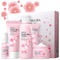 Sakura Skincare Gift Set, Daily Care Travel Kit with Cleanser, Toner, Serum, Eye Cream, and Face Cream for Women (5pcs)