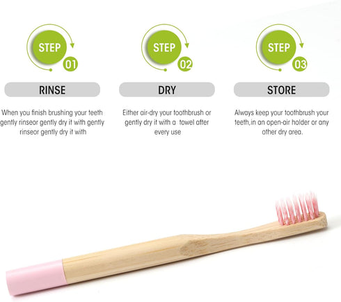 Kids Bamboo Toothbrushes, Biodegradable Handle, BPA Free, Pack of 6 (Spiral Soft Nylon Bristles)
