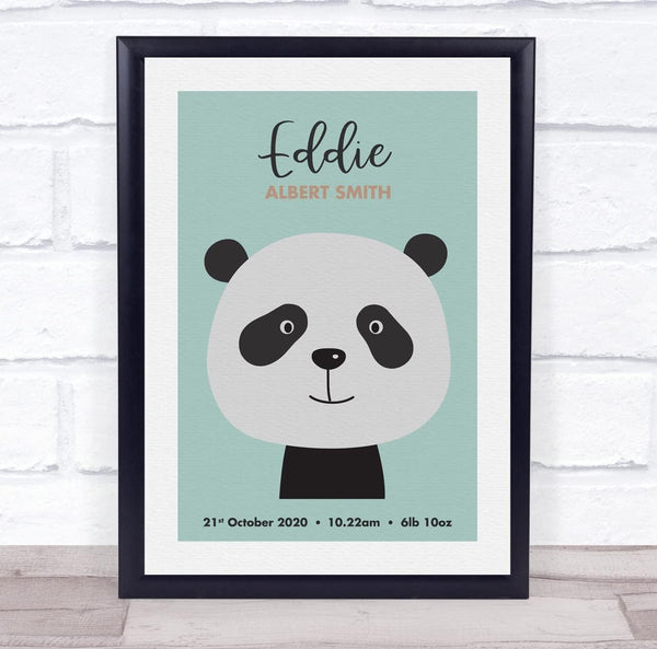 The Card Zoo New Baby Birth Details Nursery Christening Cute Koala Face Keepsake Gift Print
