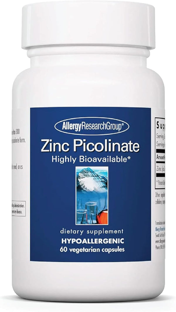 Allergy Research Group Zinc Picolinate Supplement - Hypoallergenic, Vegetarian Capsules, 60 Count
