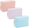 3 Pack Faux Leather Makeup Bag - Travel Cosmetic Pouches in 3 Pastel Colors