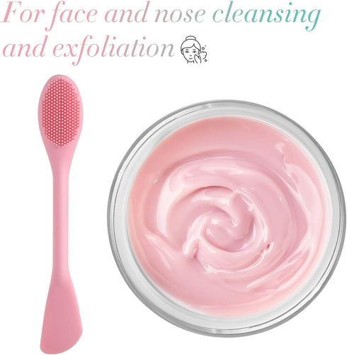 2PCS Manual Facial Cleansing Brush, 2 in 1 Face Mask Brush and Scrubber Tool for Exfoliating Makeup Removal (Pink,