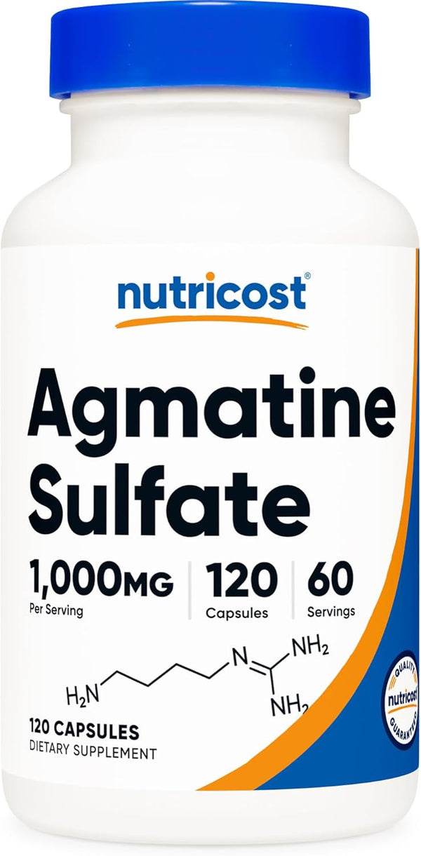 Nutricost Agmatine Sulfate 1000mg, 120 Capsules - Non GMO, Gluten Free, 500mg Per Capsule