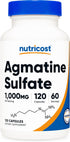Nutricost Agmatine Sulfate 1000mg, 120 Capsules - Non GMO, Gluten Free, 500mg Per Capsule