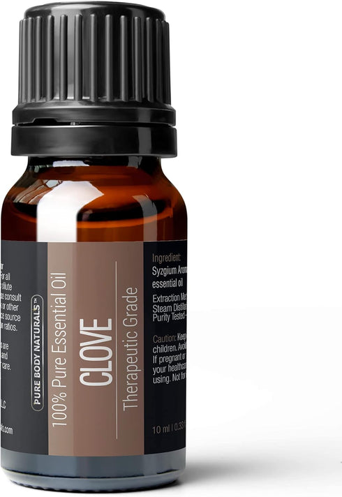 Pure Body Naturals Clove Bud Essential Oil, 10 ml, Pure and Undiluted Therapeutic Grade for Aromatherapy