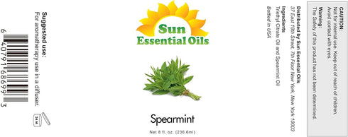 Sun Essential Oils 8oz - Spearmint Essential Oil - 8 Fluid Ounces