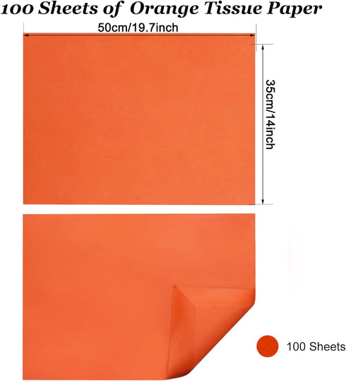 Undemouc 100 Sheets Orange Tissue Paper 20x14 Inches for DIY Crafts, Birthday, Weddings, Party Decor