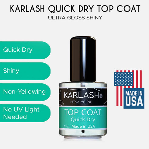 Karlash Quick Dry Nail Polish Top Coat, 0.5 oz 15ml, Super Shiny, Made in USA