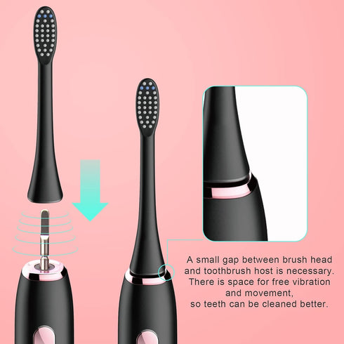 2 Pcs Electric Toothbrush Heads for BTFO 1741-01, Black Replacement Brush Heads