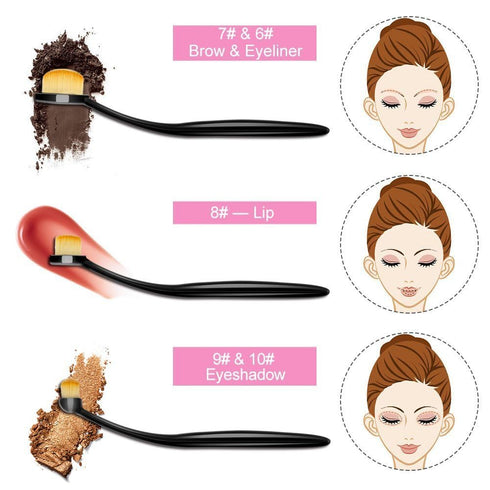 Yoseng Oval Makeup Brushes Set, 10 Pcs Professional Toothbrush Foundation, Contour, Concealer, Eyeliner Brushes with