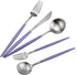 Gugrida Luxury Flatware, Royal 5 Piece Matte Purple Handle 18/10 Stainless Steel Tableware Set for 1, Camping Utensils
