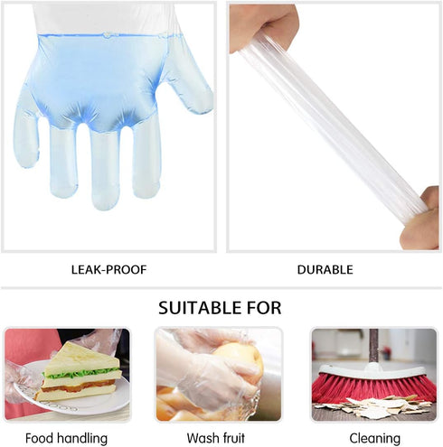 Teivio Disposable Gloves ¦ Plastic Gloves for Kitchen Cooking, Cleaning, Food Handling