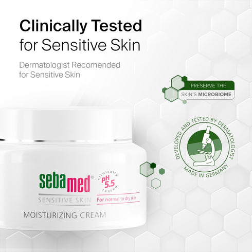 SEBAMED Moisturizing Face Cream for Sensitive Skin, 2.6 Fluid Ounces, Pack of 2