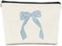 Light Blue Coquette Bow Aesthetic Makeup Bag - Cute Trendy Preppy Makeup Pouch, Preppy Gifts
