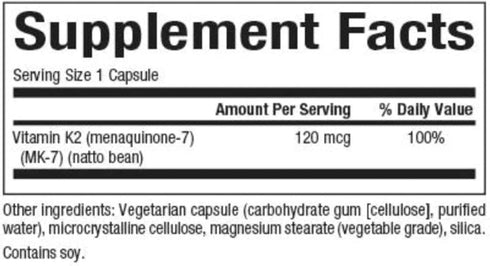 Natural Factors, Vitamin K2 120 mcg, Supports Bone and Vascular Health, 60 Capsules