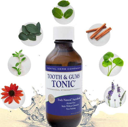 Dental Herb Company Tooth & Gums Tonic Mouthwash - Essential Oils for Bad Breath, Bleeding Gums, 18 Oz