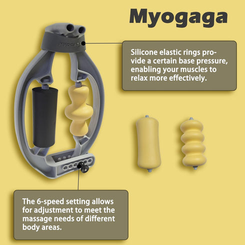 myogaga Elbow 3 Tennis Relief & Pain Relief Forearm Roller with Three Replaceable Massage Rollers for Tissue and arm