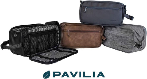 PAVILIA Toiletry Bag for Men, Travel Essentials Shaving Dopp Kit, Men's Travel Bag Toiletries Organizer Case for