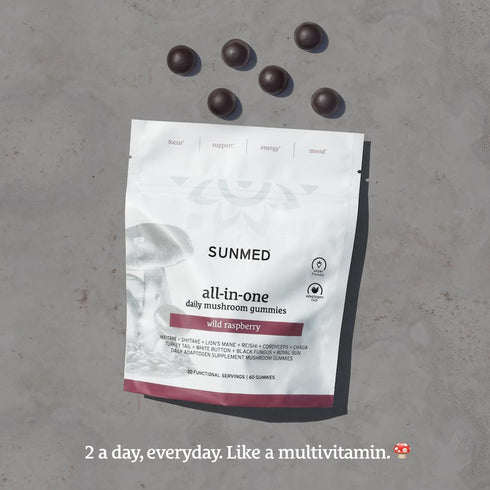 All-in-One Mushroom Gummy Supplements with 10 Functional Mushrooms - 60ct Adaptogenic Blend for Cognitive & Immune