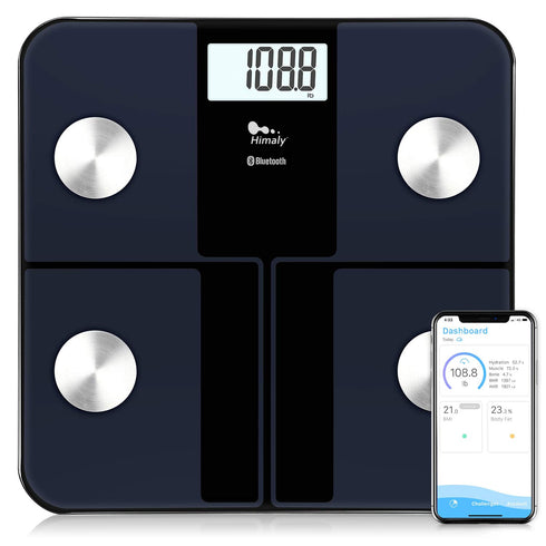 himaly USB Rechargeable Bathroom Scale - Digital Weight Scale Bluetooth for Accurate BMI and Body Fat Monitor