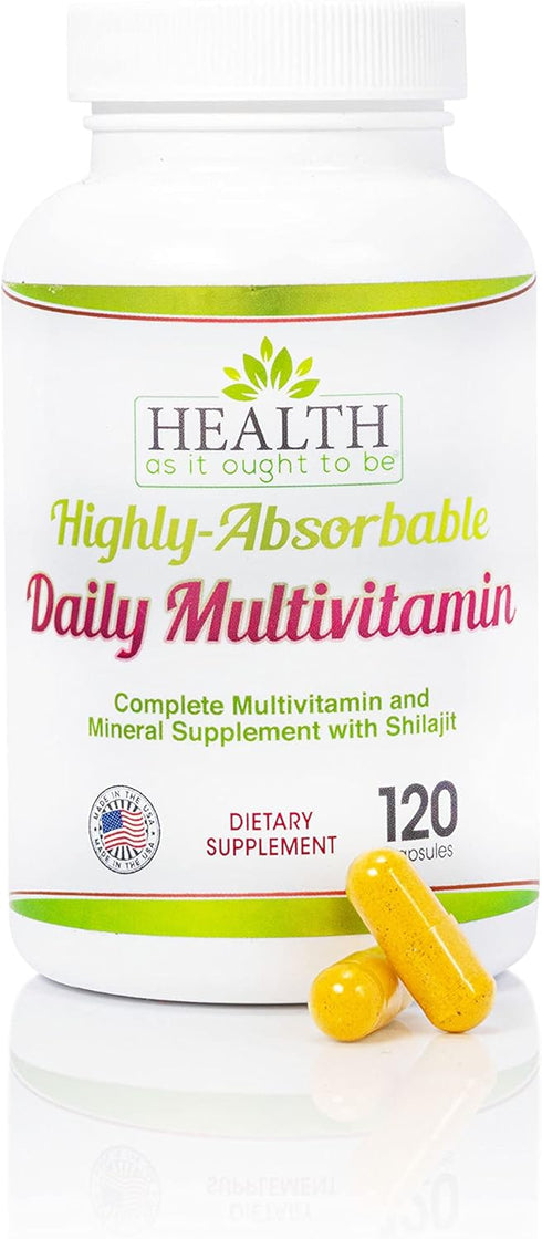 Health As It Ought To Be Highly Absorbable Daily Multivitamin with Shilajit, MethylB12, Methylfolate, Vitamin K2 MK7,