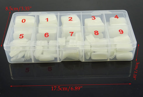 Yueton 500 Pack Natural Color Full Cover UV Gel False Nail Art Tips + Box for DIY Design