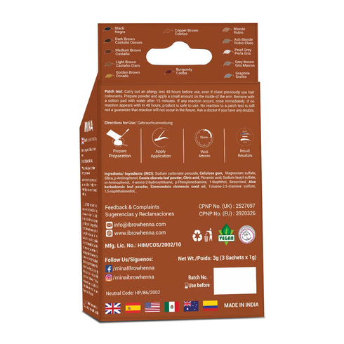 Mina ibrow Hair Color Copper Brown, Natural Spot Coloring Hair Tinting Powder, Water and Smudge Proof, Vegan & Cruelty
