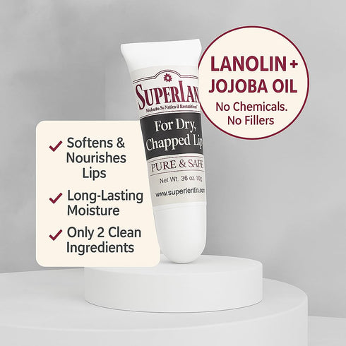 Organic Lanolin Lip Balm - Lip Repair for Hot/Dry Weather, Natural Nipple Cream, Moisturizer for Cracked Lips