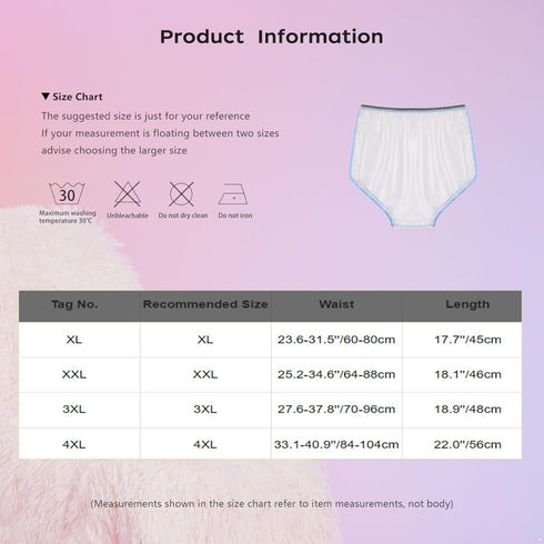 YONGHS Unisex Adult Plastic Underwear Easy to Clean Diapers Elastic Band Pull on Cover Pant Outdoor Sports