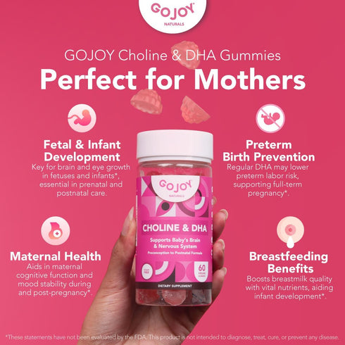 Prenatal Choline & DHA Gummies - Gummy Vitamin Supplement for Pregnant Women, Non-GMO, Gluten Free, Vegan