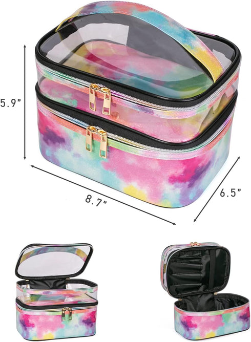 Cosmetic Bag Makeup Bag Travel Cosmetic Bags for Women Makeup bags Cases Portable Waterproof Foldable (Tie-Dye)