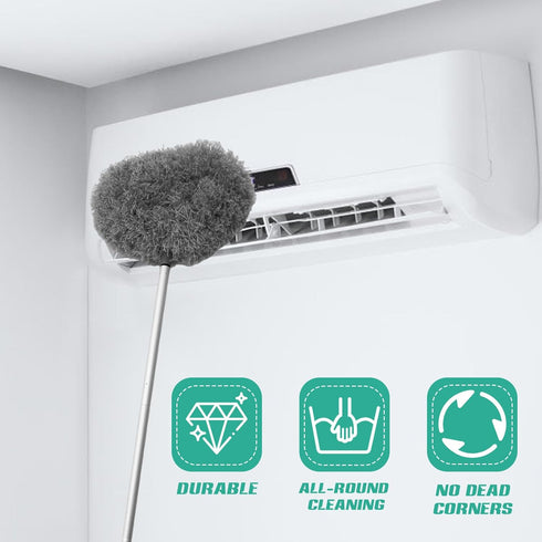 Ceiling Fan Cleaner Duster, Reusable Microfiber Blade Cleaner with Extendable Long Handle (Gray)