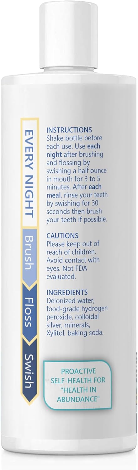 ProH2O2 Natural Mouthwash and Salt Swish by Thrival Labs - 16 Fluid Ounces with Press Top Dispensing