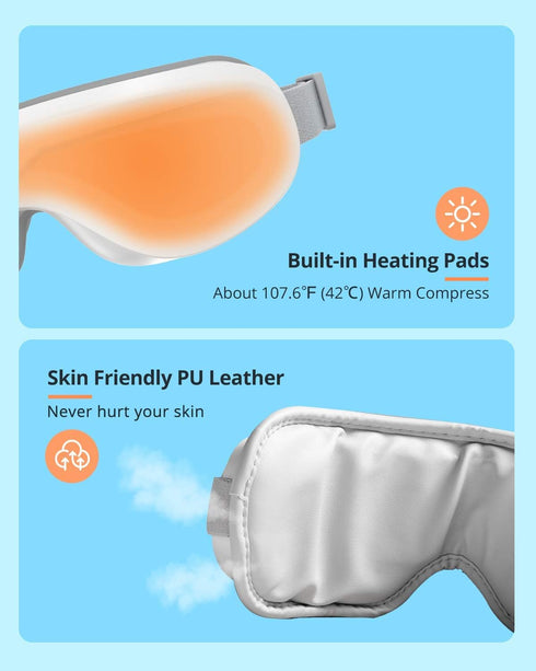 latumab Eye Massager with Heat, Heated Eye Mask with Bluetooth Music, Face Massager, Mask for Migraine & Headache
