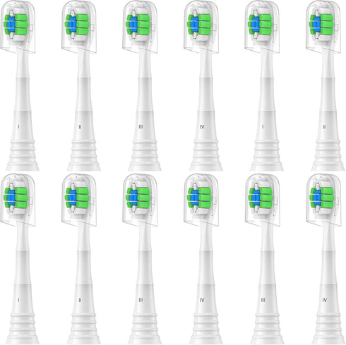 Replacement Toothbrush Heads for Philips Sonicare, 12 Pack for Snap-on Electric Tooth Brushes (12 White, 1 Count)