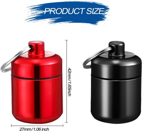 4 Pieces Keychain Pill Holder, Waterproof Aluminum Pill Case Box with Keychain for Travel, Multicolor