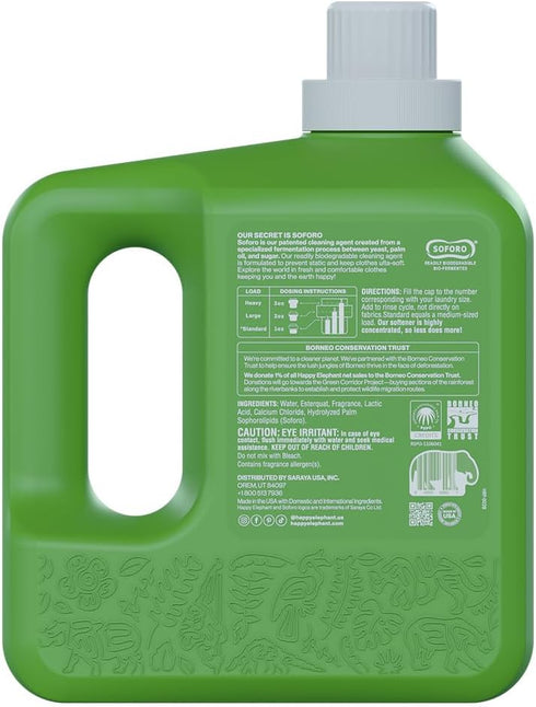 Happy Elephant Fabric Softener, Ultra Concentrated, Eco Friendly, Fresh Linen, 64 Loads, 64 fl oz