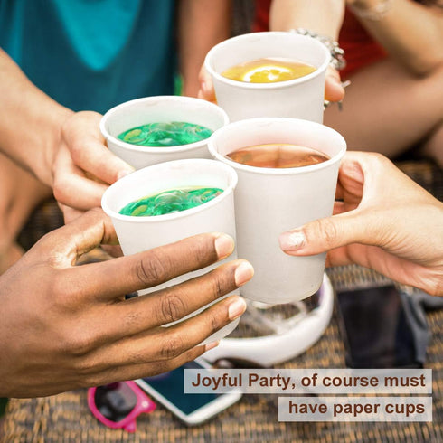 White Paper Cups - 50 Pack, 8 Oz Disposable Cups for Hot Coffee & Water