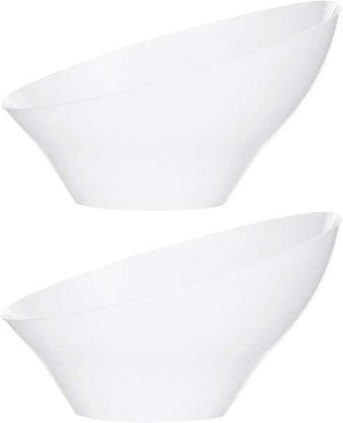 PLASTICPRO Disposable Angled Plastic Bowls, Medium Round Serving Bowl, Elegant for Party, Snack, or Salad, Pack of 4