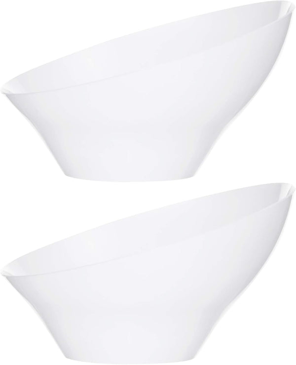 PLASTICPRO Disposable Angled Plastic Bowls, Medium Round Serving Bowl, Elegant for Party, Snack, or Salad, Pack of 4