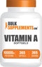 BulkSupplements.com Vitamin A 10000 IU Softgels, 365 Count for Eye & Immune Support