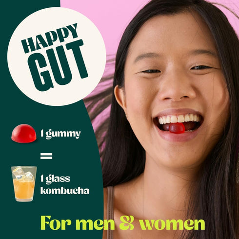 Gummy BoochBod - Probiotic Kombucha - Prebiotics, Probiotics, Postbiotics, Fiber Supplement, Slippery Elm, Dandelion