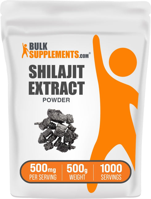 BulkSupplements.com Shilajit Extract Powder - Gluten Free Fulvic Acid Supplement, 500mg per Serving, 500g (1.1 lbs)